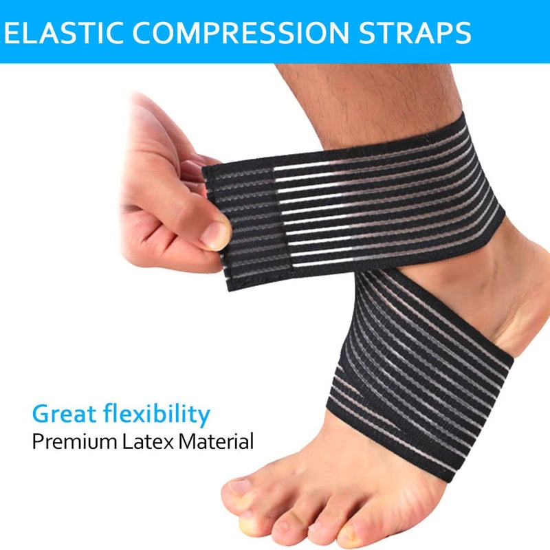 Elfzone Universal Calf Compression Sleeves - 4 Packs - Adjustable Compression Belt for Knee Brace, Ankle Brace, Wrist Brace, Elbow Brace and Calf Sleeve, Black & Skin Color Elastic Bandages - Image 2